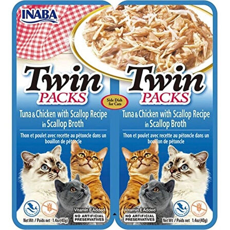 Ciao Inaba Twin Packs Ton Balıklı ve Tavuklu Kedi Çorbası 2 x 40 Gr