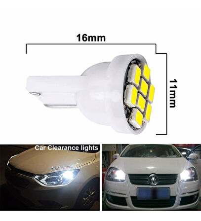 5 Adet Turuncu Renk T10 Park Ampulü Dipsiz Ampul Led Ampul 8 Ledli