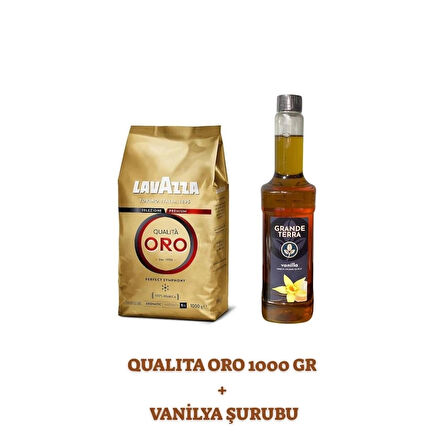 Lavazza Qualità Oro Kahve Çekirdeği 1000 gr ve Grande Terra Vanilya Şurubu 750 ml Seti