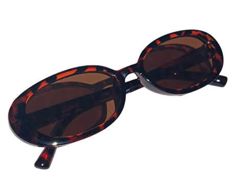 Oval Çerçeve Vintage Moda Kadınlar İçin Güneş Gözlüğü  leopar