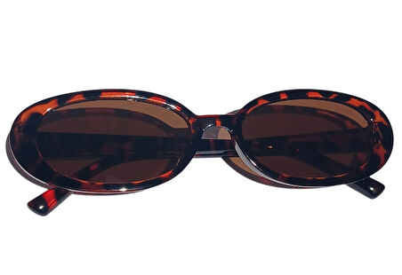 Oval Çerçeve Vintage Moda Kadınlar İçin Güneş Gözlüğü  leopar
