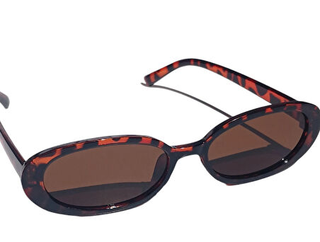 Oval Çerçeve Vintage Moda Kadınlar İçin Güneş Gözlüğü  leopar