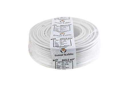 ÖZNUR KABLO EVDEN ELEKTRİKLİ ARABA ŞARJ UZATMA KABLOSU TOPRAKLI BAKIR 3X2.5 MM (100 METRE)