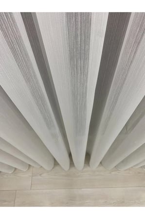 Ekru Renkli, Modern Ve Kaliteli Bambu Plus Mat Tül Perde - 1/3 Sık Pile