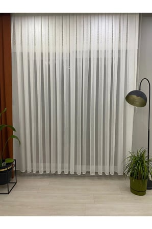 Lena Ekru Renkli Modern Desenli 1/2,5 Normal Orta Pileli Modern Tül Perde