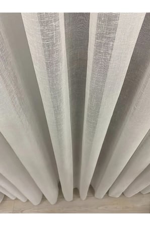 Foldet Keten 1. Kalite Tül Perde 1/3 Sık Pileli Ekru Renk