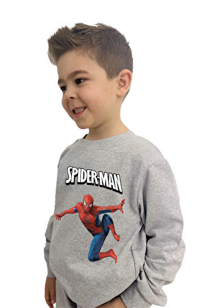 %100 Pamuklu İçi Polarlı Kaliteli Spider Baskılı Cepli Mevsimlik Erkek Çocuk Eşofman Takımı