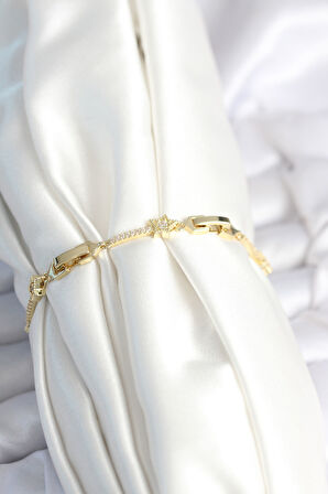 Pirinç Gold Renk Halley Yıldız Model Kadın Bileklik