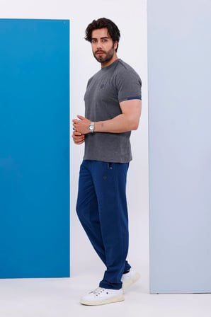 Erkek Battal Beden Antrasit Bisiklet Yaka T-shirt Alt-üst Takımı - 130