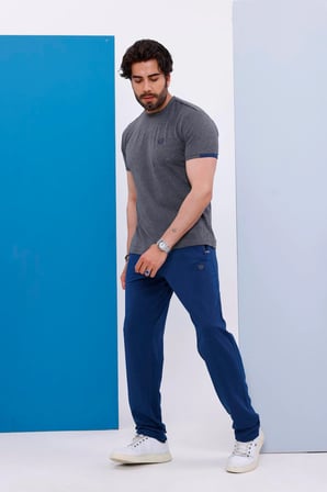 Erkek Battal Beden Antrasit Bisiklet Yaka T-shirt Alt-üst Takımı - 130