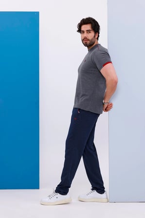 Erkek Battal Beden Gri Bisiklet Yaka T-shirt Alt-üst Takımı - 130