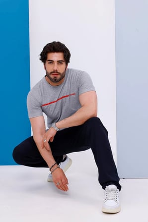 Erkek Battal Beden Amerikan Pike Kumaş Gri Bisiklet Yaka T-shirt Alt-üst Takımı - 133