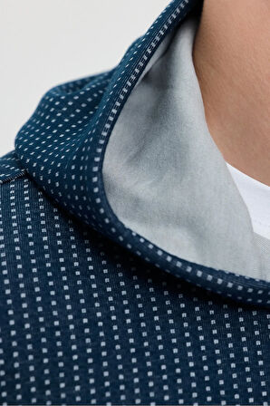 Erkek Petrol Puantiyeli Kanguru Cepli Kapüşonlu Eşofman Takımı  - 7809