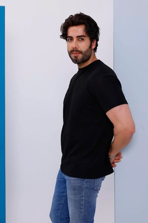 Erkek Siyah Oversize Bisiklet Yaka Normal ve Battal Beden T-Shirt - 172