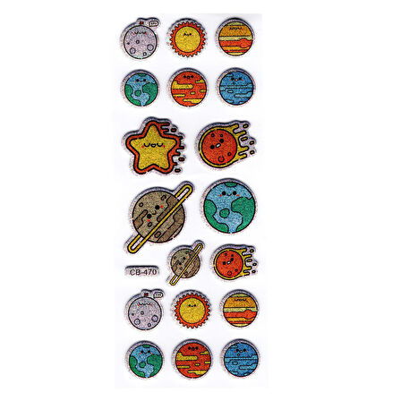 Sticker Kabartmalı Stiker Defter, Planlayıcı Etiket Gezegenler (cb470) 16x7 cm