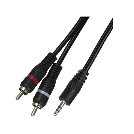 3.5mm Stereo To 2rca Aux Ses Kulaklık Çevirici Kablosu (1.8 Metre)