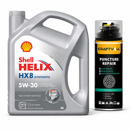 SHELL HELİX HX8 MOTOR YAĞI 5W-30 4 Litre + Lastik Tamir Kiti 400 ml