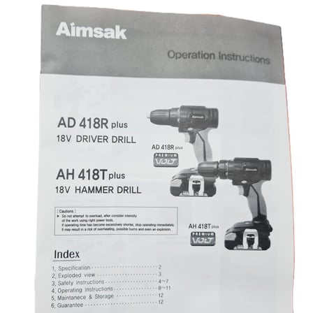 AİMSAK AD 418R 18 VOLT 2,5 AMPER  AKÜLÜ VİDALAMA ( YEDEK BATARYALI )