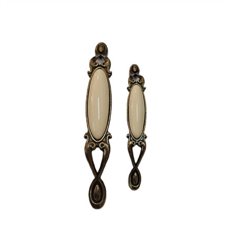 Narin 96 mm Metal antik sarı  krem porselen  / 5 ADET