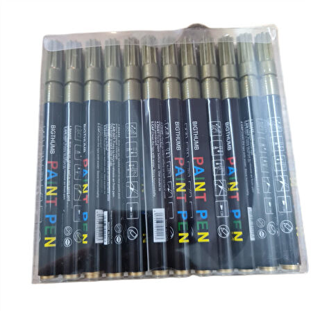 Rötuş Kalemi Paint Pen GOLD Renk | Metal, Ahşap ve Oto Yüzey Boyası / 12 ADET