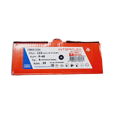 Fiber Disk Zımpara INTERFLEX V115  40 Kum - 25 ADET