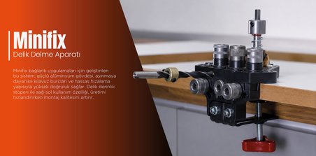 Minifix Delme Aparatı – Mobilya Montajı İçin Hassas Delik Açma Şablonu