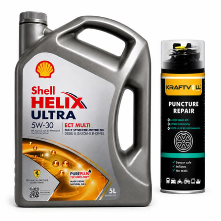 SHELL HELİX ULTRA 5W-30 ECT MULTİ 5 Litre + Lastik Tamir Kiti 400 ml