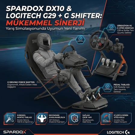 Logitech G29 Direksiyon Seti SPARDOX DX10 Yarış Simulatörü