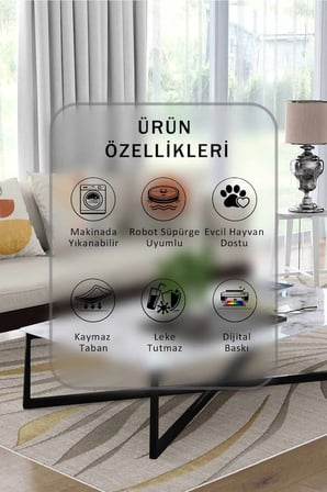Yıkanabilir Kaymaz Taban Dijital Baskılı Halı ve Yolluk – Leke Tutmaz Salon & Mutfak Halısı