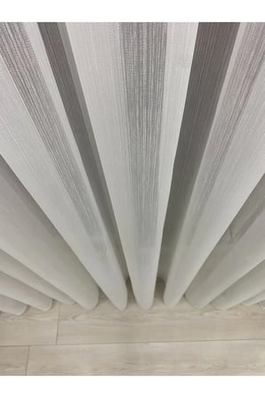 Ekru Renkli, Modern Ve Kaliteli Bambu Plus Mat Tül Perde Orta Pileli - 1/2,5 Pile