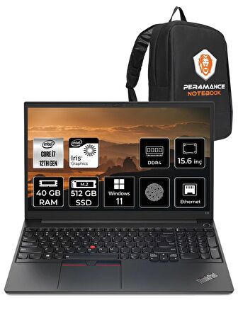 LENOVO E15 i7-1255U 40GB 512GB SSD 15.6" FHD W11 PRO 21E6006YTX & PER4 ÇANTA