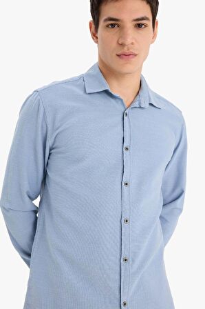 Slim Fit Dar Kesim Pamuklu Uzun Kollu Gömlek
