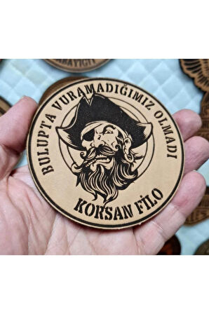 Korsan Filo- Deri Peç - Arma - Askeri Patch 8 Cm Çap