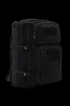 50 Litre Lazer Kesim Siyah Cordura Kumaş Sırt Çantası