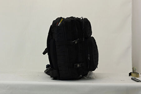 50 Litre Lazer Kesim Siyah Cordura Kumaş Sırt Çantası