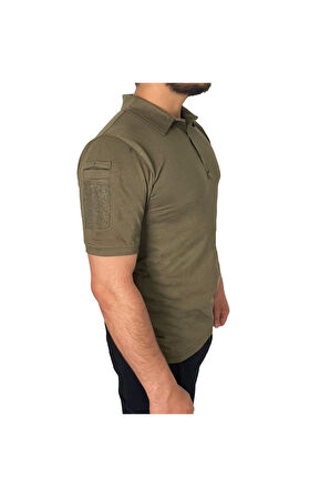 Polo Yaka 2 Cepli Kısa Kollu Taktik T-Shirt Haki
