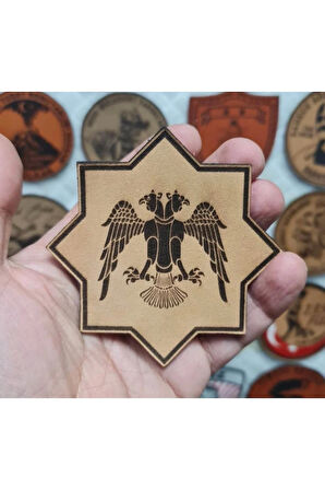 Selçuklu Kartalı Yıldız Deri Peç - Arma - Askeri Patch 8 Cm Çap