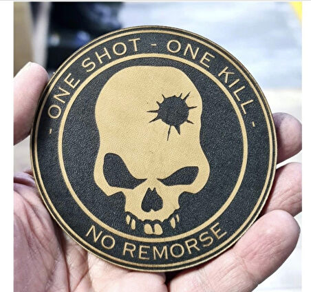 ONE SHOT ONE KILL KESKİN NİŞANCI Deri PEÇ - Arma - Askeri Patch