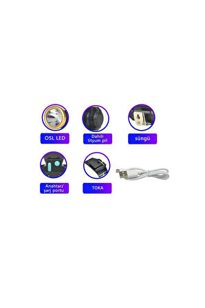 Osl Led Şarjlı Kafa Lambası Baret Lambası WT-065