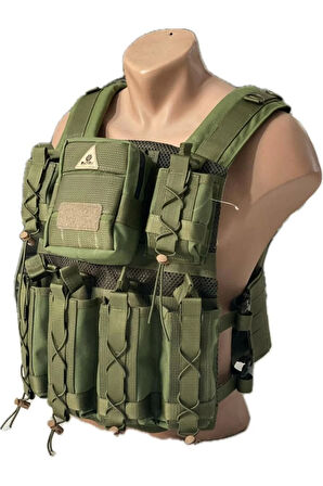 Haki Hücum Yeleği Cordura Yırtılmaz Kumaş