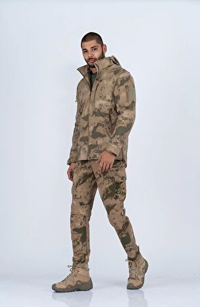 Combat Tactical Outdoor Kamuflaj Mont Su Rüzgar Geçirmez Erkek Softtjell Mont - 305