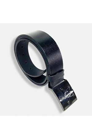 Hakiki Manda Deri Özel Güvenlik Erkek Pantolon Kemeri Siyah Özel Güvenlik Yazılı Tokalı en 4cm