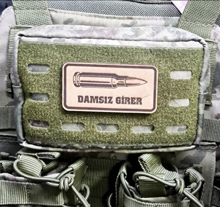 DAMSIZ GİRER - Deri PEÇ - Arma - Askeri Patch