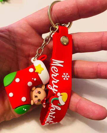 Noel Baba 3D Silikon Figürlü Anahtarlık Yılbaşı Temalı Çanta & Araba Süsü (Karışık Model)