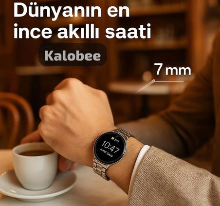 Kalobee Sk42 Dünyanın En İnce Akıllı Saati Amoled/400mAh batarya/7mm Kasa Kalınlığı/48mm Kasa