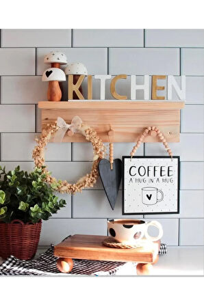 Coffee Bar Kahve Köşesi Duvar Dekor ve Mutfak Süsü, Askılıklı  Ahşap Pano, Kahve Köşesi Tabela