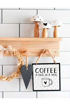 Coffee Bar Kahve Köşesi Duvar Dekor ve Mutfak Süsü, Askılıklı  Ahşap Pano, Kahve Köşesi Tabela