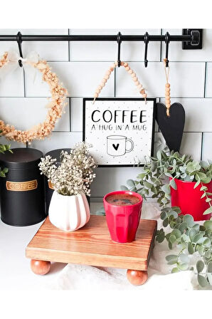 Coffee Bar Kahve Köşesi Duvar Dekor ve Mutfak Süsü, Askılıklı  Ahşap Pano, Kahve Köşesi Tabela