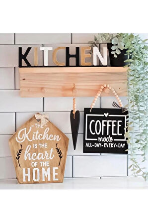 Coffee Bar Kahve Köşesi Duvar Dekor ve Mutfak Süsü, Askılıklı  Ahşap Pano, Kahve Köşesi Tabela