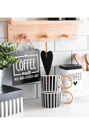 Coffee Bar Kahve Köşesi Duvar Dekor ve Mutfak Süsü, Askılıklı  Ahşap Pano, Kahve Köşesi Tabela